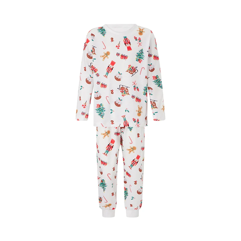 2025 New Christmas Pajamas for Family Long Sleeve Cartoon Nutcracker Print Tops + Pants Set Holiday Sleepwear