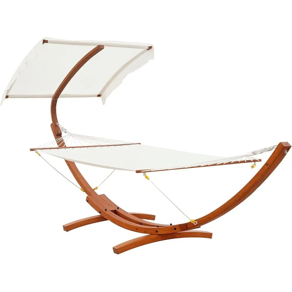 

White Wooden Arc Hammock Stand for Outdoor, Patio, Balcony, or Garden