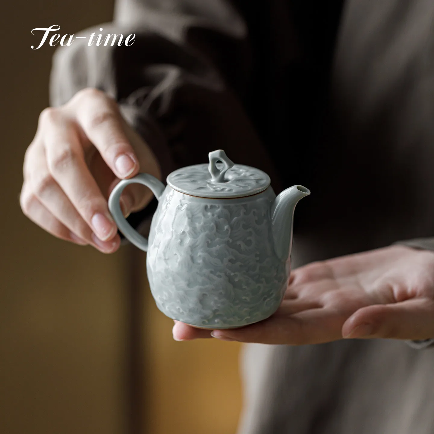 السماء الزرقاء رو فرن الإغاثة إبريق الشاي مع فلتر الشاي تخمير غلاية شاي سيراميك Infuser إبريق الشاي شاي بوير اليابانية وعاء الخزف الأواني