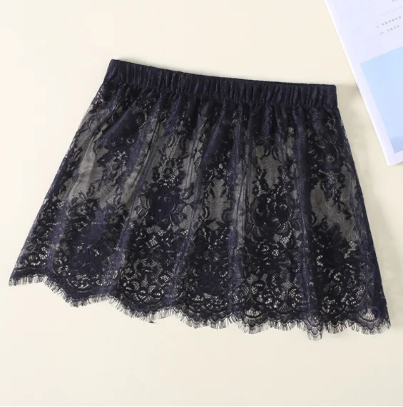 Miniskirt Sexy Transparent Lace Mesh Skirt Shirt Extender Women Summer Mini Black White Short Micro Skirt Ladies Underskirt