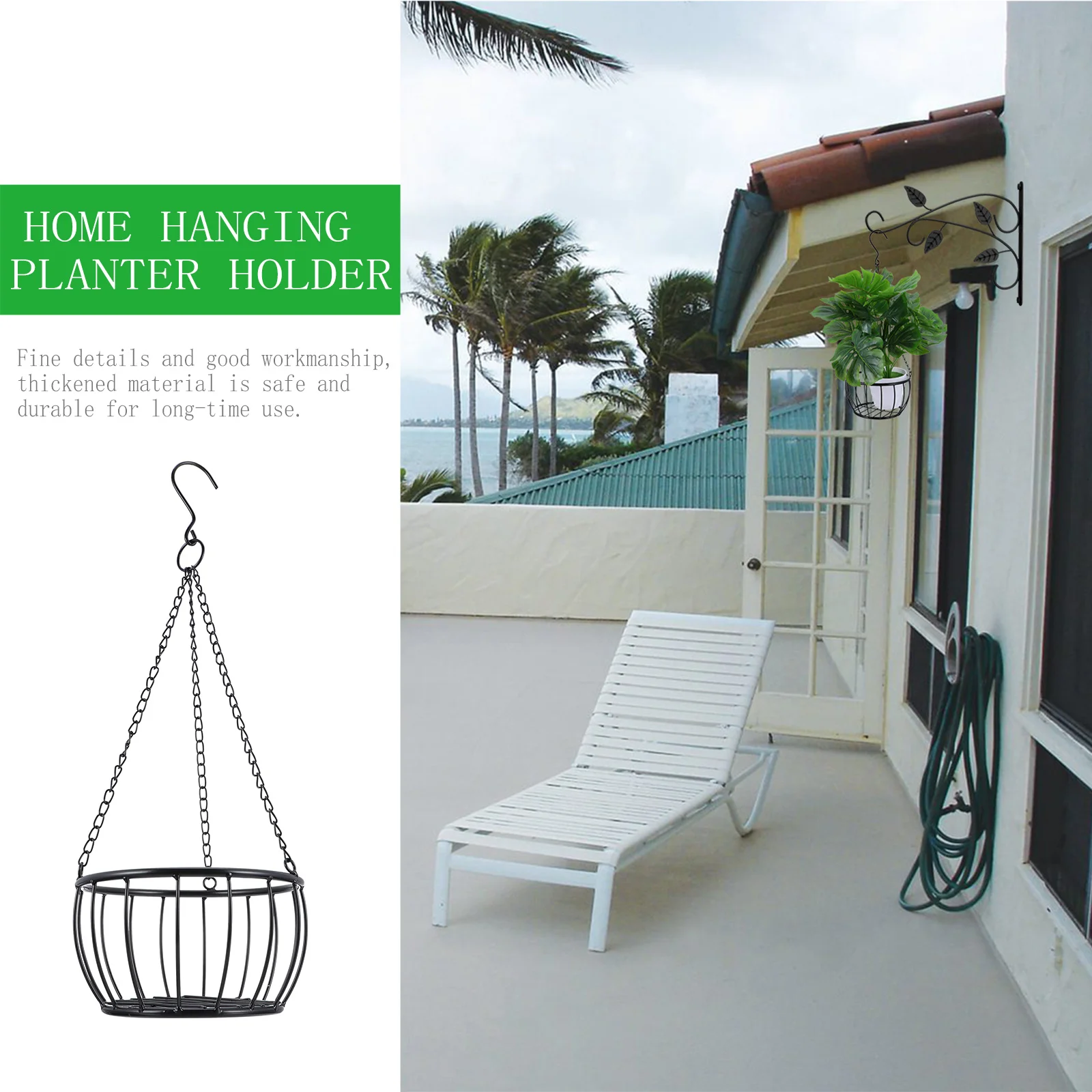 

Iron Hanging Planter Basket Thickened Material Fine Details Home Garden Balcony Flower Shop Scenic Spot Decor Storage Basket