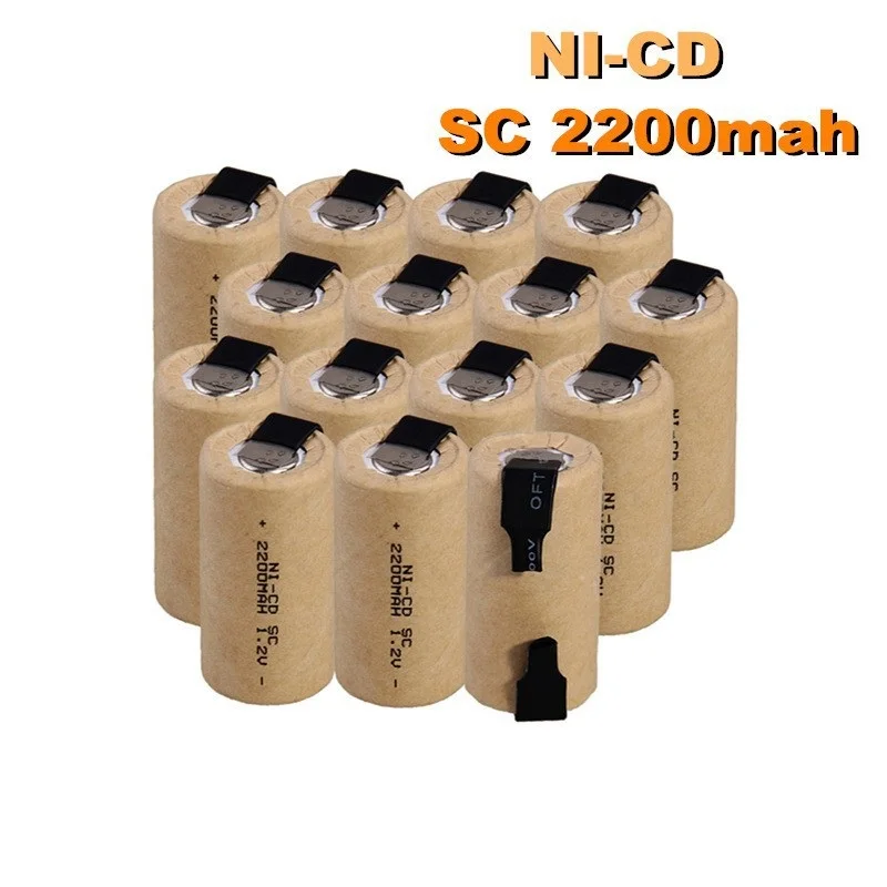 Screwdriver Electric Drill SC Batteries 1.2V 2200mAh Sub C Ni-Cd Rechargeable Battey With Tab Power Tool NiCd SUBC Cells