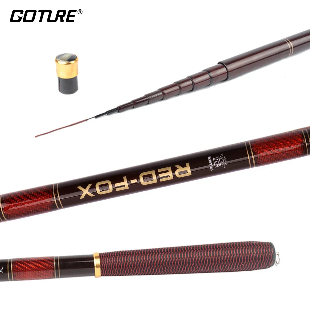 

Goture RED FOX Hand Tenkara Rod Carbon Fiber 3.0-7.2M Ultralight Stream Hand Pole Freshwater Fishing Rod for Carp Fishing Pesca