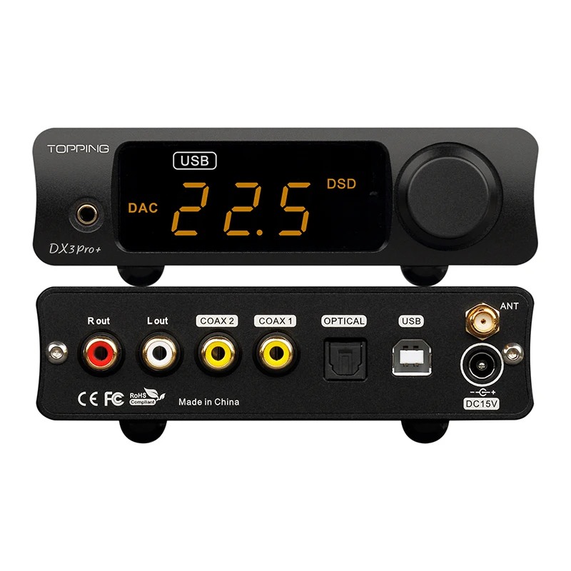 TOPPING-decodificador de Audio Digital Dx3 Pro Plus, amplificador de auriculares, DAC, USB, equilibrado, HIFI, ES9038Q2M, Bluetooth, LDAC, DSD, DX3pro +