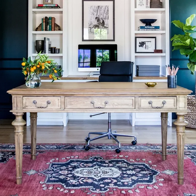 Solid Wood Desk Small Household Computer Desk Integrated Study Table Retro Long Writing Desk