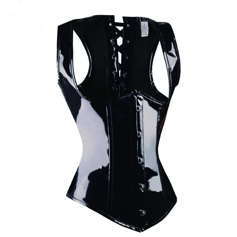 Sexy Gothic Costume Corset Basque Cincher Bustier Faux Leather PVC Bustier Bodyshaper Steampunk Corsets Lingeries