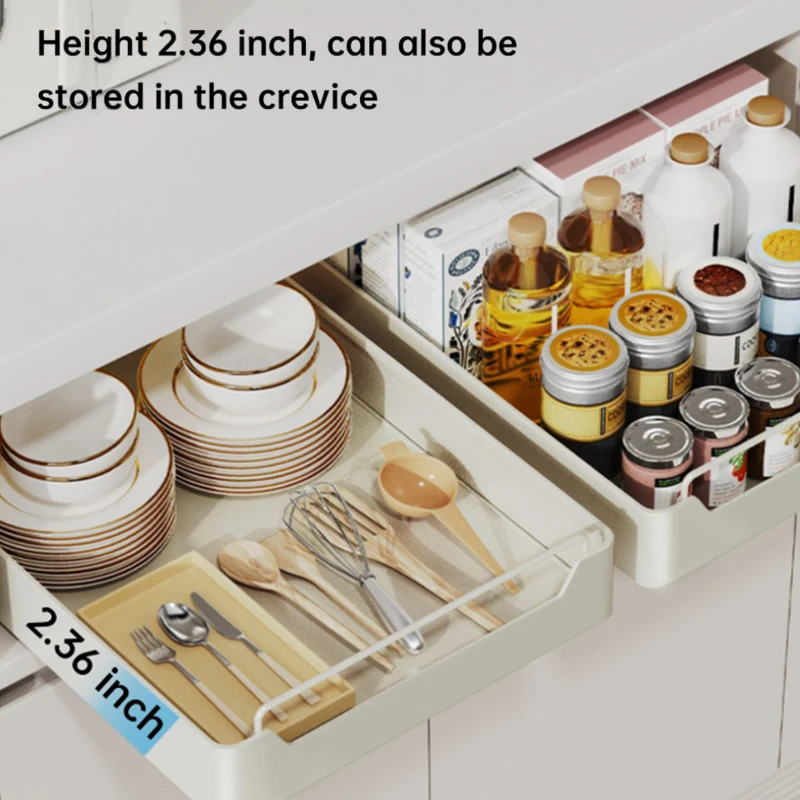 Kitchen Storage Rack With Slide Rails Pull-out Kitchen Drawer Type Storage Tray Spice Box Storage Rack Cabinets Organizer