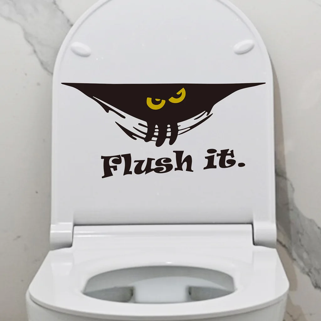 Ghost Face Toilet Stickers, Flush It Toilet Sticker, Black PVC Stickers, Wall Decoration