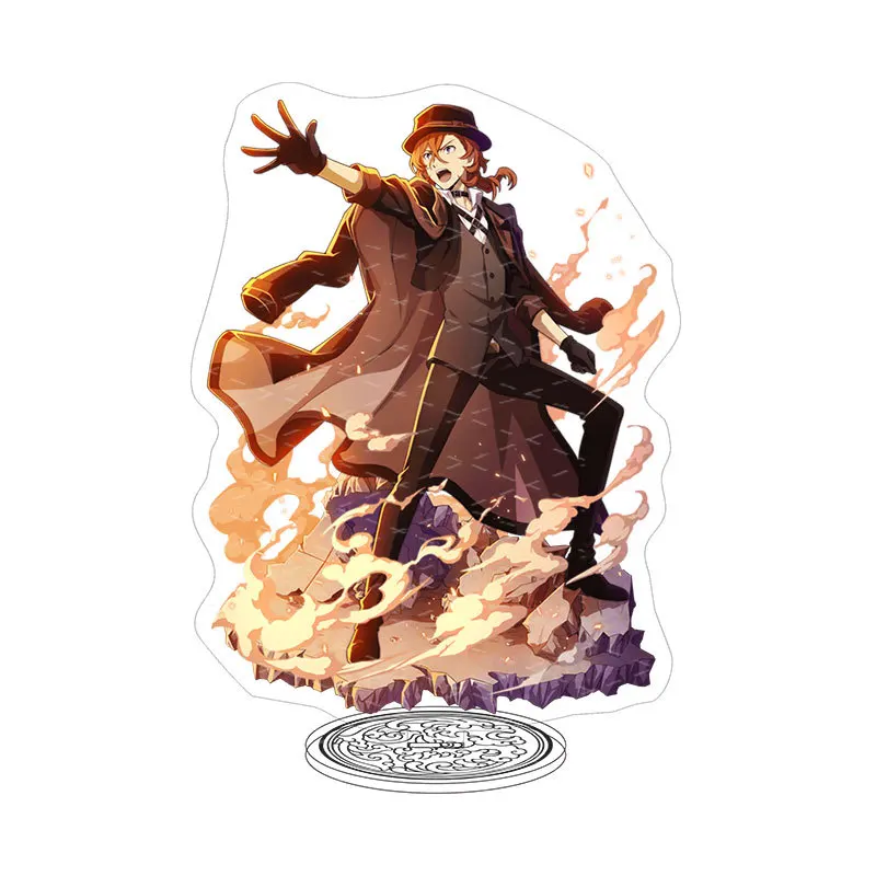 15CM Bungo Stray Dogs Anime Figure Dazai Osamu Nakahara Chuuya Acrylic Stand Model Plate Desk Decor Standing Sign Fans Gift 2022