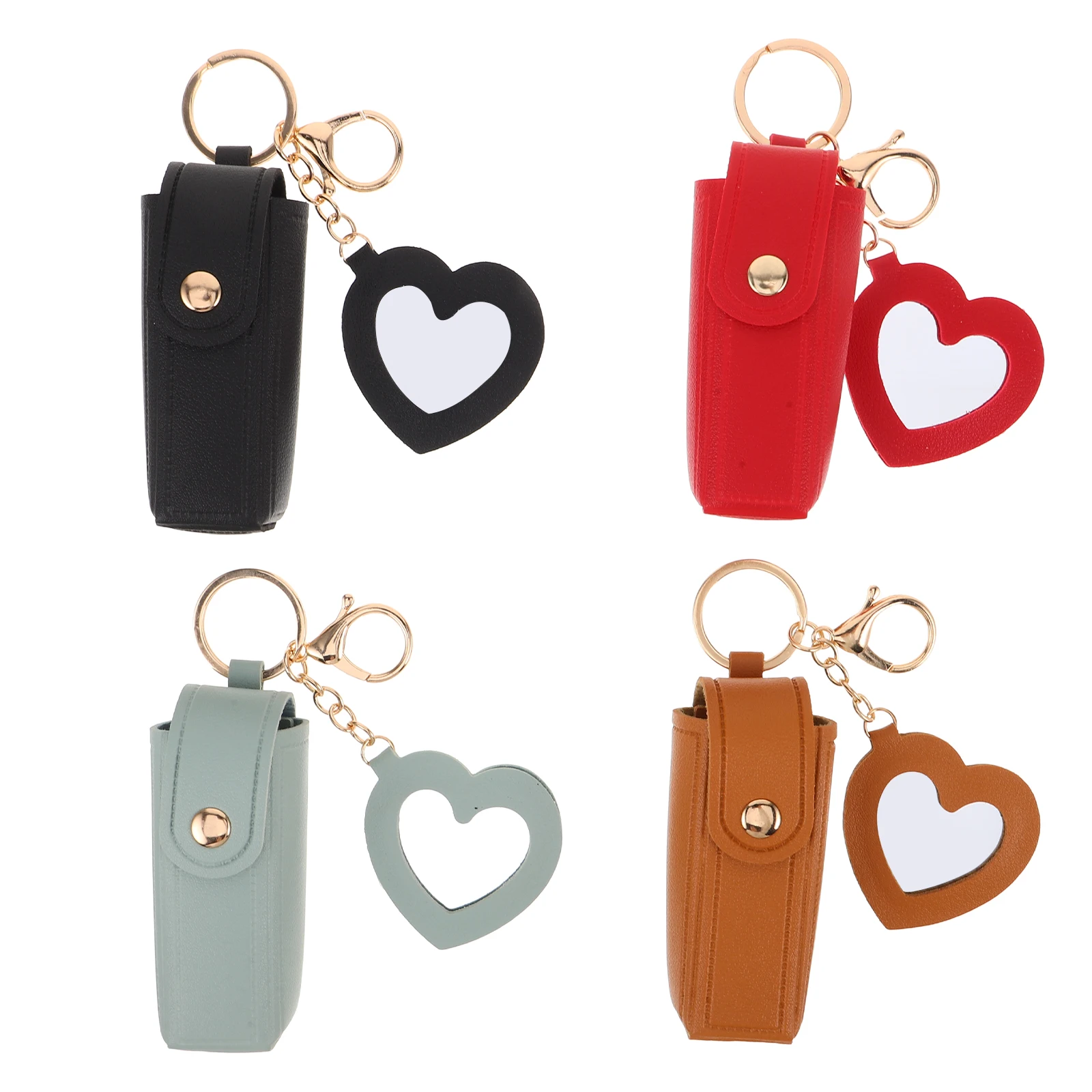 

4Pcs Mini Lipstick Case Portable Lipstick Holder Organizer Travel Makeup Bag Keychain Compact Lip Balm Storage