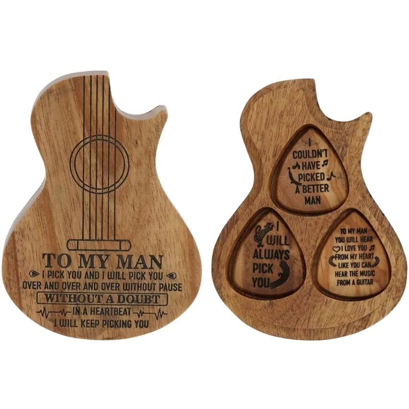 11UE Guitar Shaped Plectrums Case Guitar Picks Box Musical Instrument Guitar Picks Holder with 3 Pack Guitar Picks Set