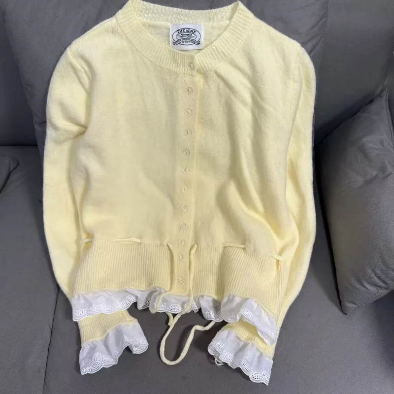 The New Drawstring Lace Cardigan Is Versatile and Non-contrasting Korean Version for Spring
