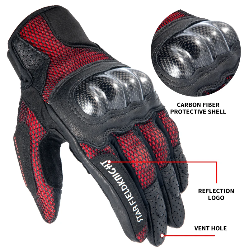 SFK Motorcyle Gloves Carbon Fiber Protection Full Finger Riding Gears Summer Mesh Breathable Antiskid Wear-resistan Touch Screen