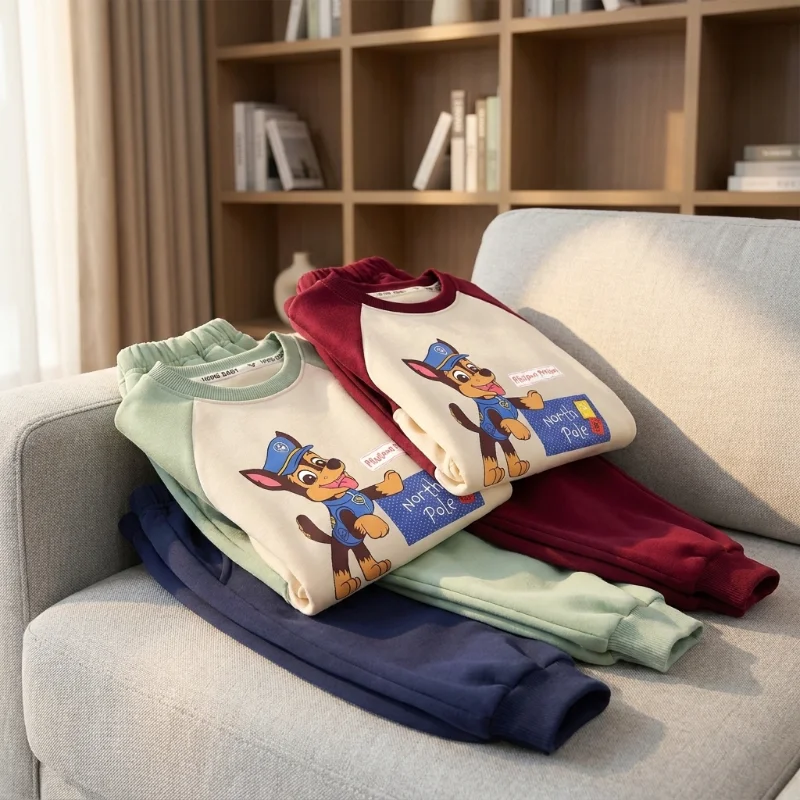 2026 New Paw Patrol Kids Raglan Sweatshirt 2‑Piece Set, Color Block Cartoon Tracksuit for Boys Girls Spring Autumn