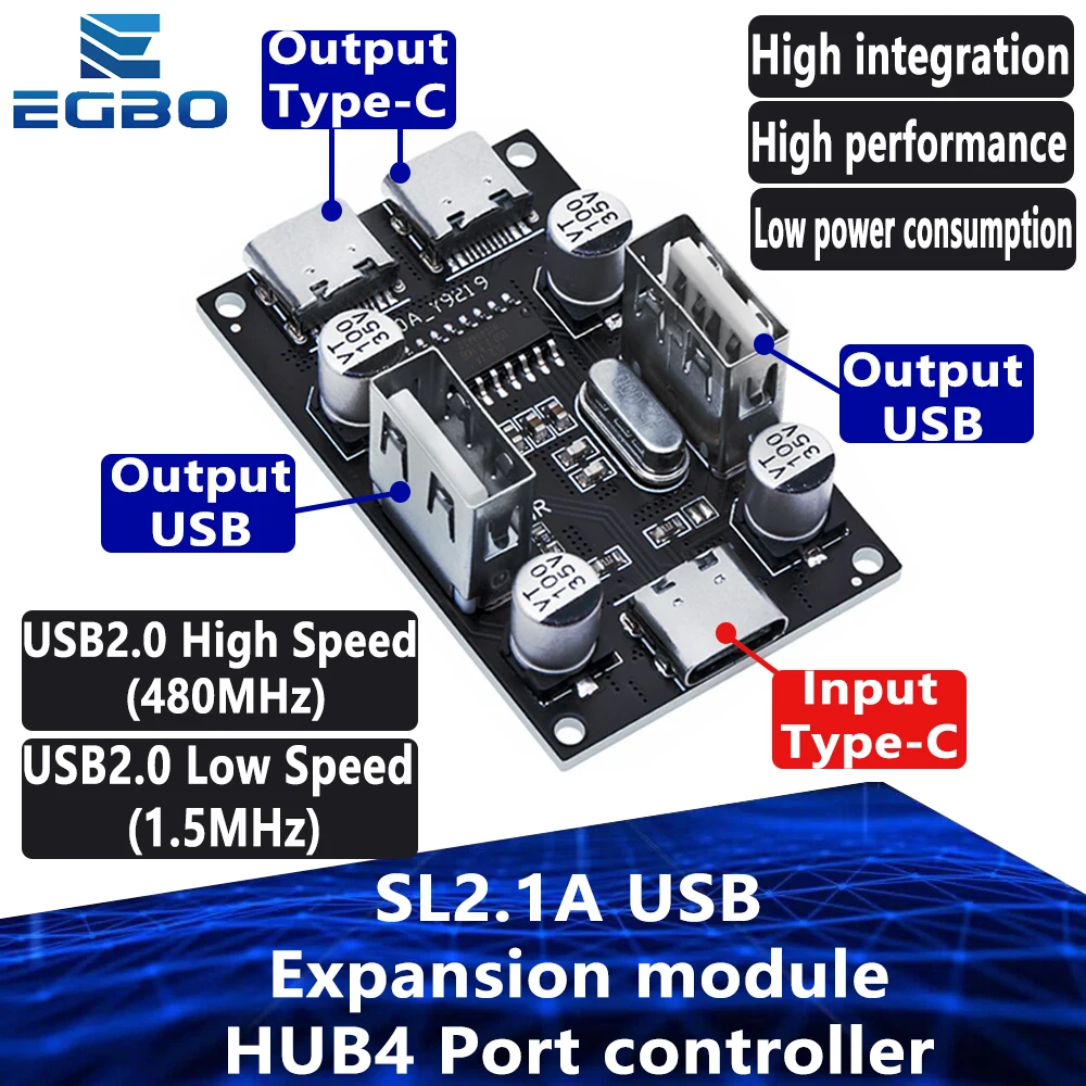 EGBO 5USB 3 Type-c  USBHUB USB2.0 Hub USB Expansion Module USB2.0 HUB 4-Port Controller