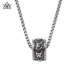 Six-character Mantra, Transfer Beads, Titanium Steel Men's Necklace, Stainless Steel Pendant, Non-fading Jewelry