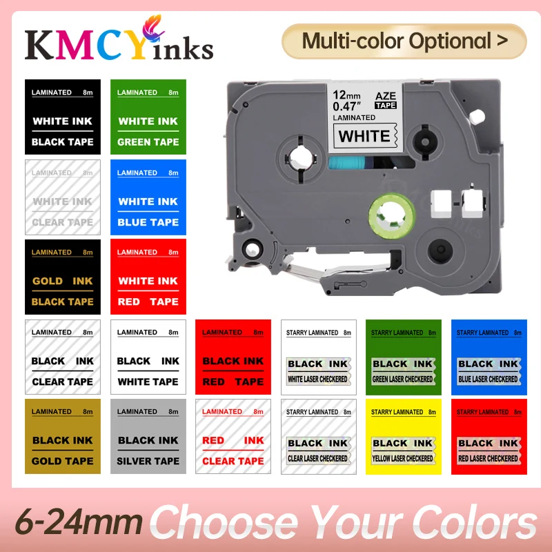 KMCYinks tze231 tze-231L1 Compatible for Brother Label Tape 12mm Label Maker Label Printer Pth110 Colorful Tapes tze-431L1 631L1