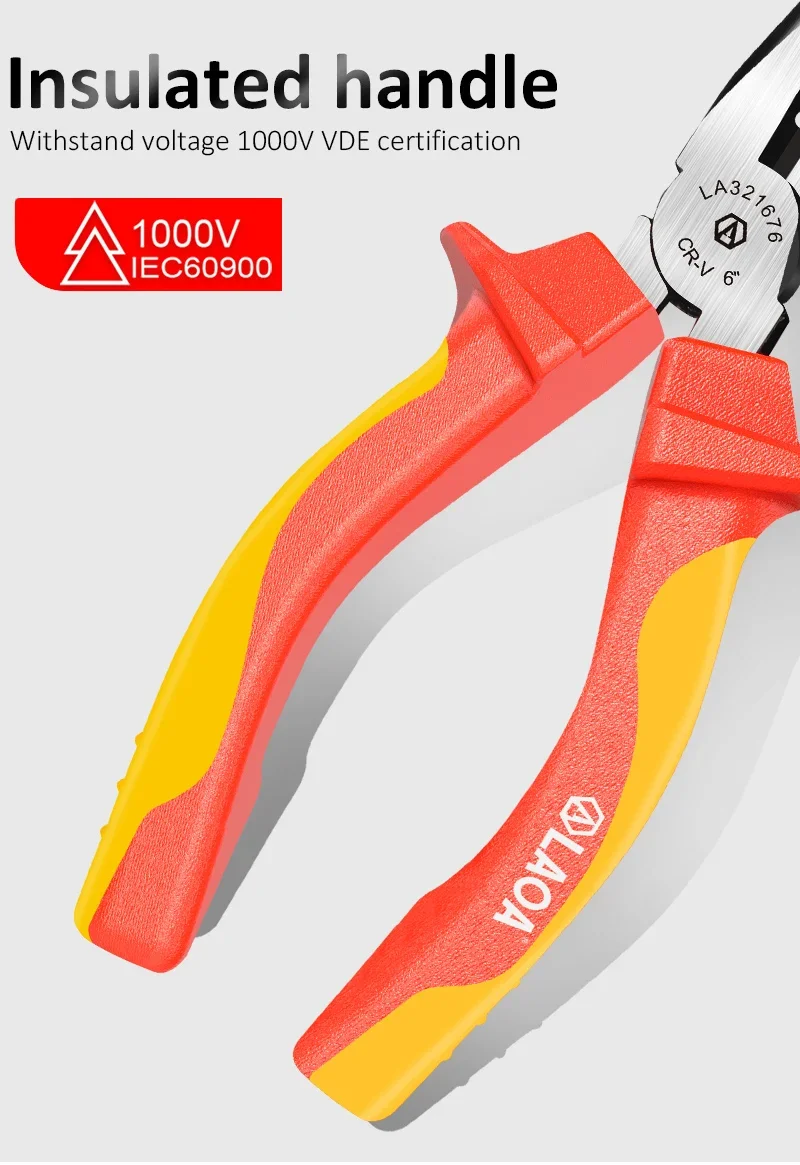 LAOA VDE Wire Cutters 6\'\' 7\'\' 8\'\' Insulated Combination Diagonal Needle Nose Pliers Electrician Tool High Voltage Resistance