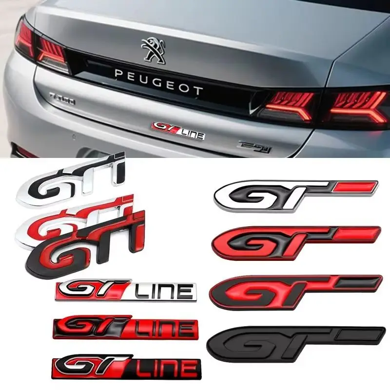 

Металлическая боковая наклейка на кузов автомобиля, значок на задний багажник для Peugeot GTI GT GTline RCZ 307 207 407 607 4008 206 107 308 406 408 208 301 3008
