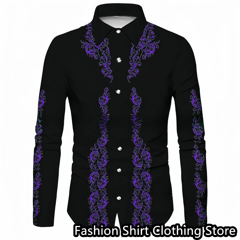 Men\'s shirt casual shirt long-sleeved pattern 3D print high-definition pattern shirt daily shopping fashion designer XS-6XL