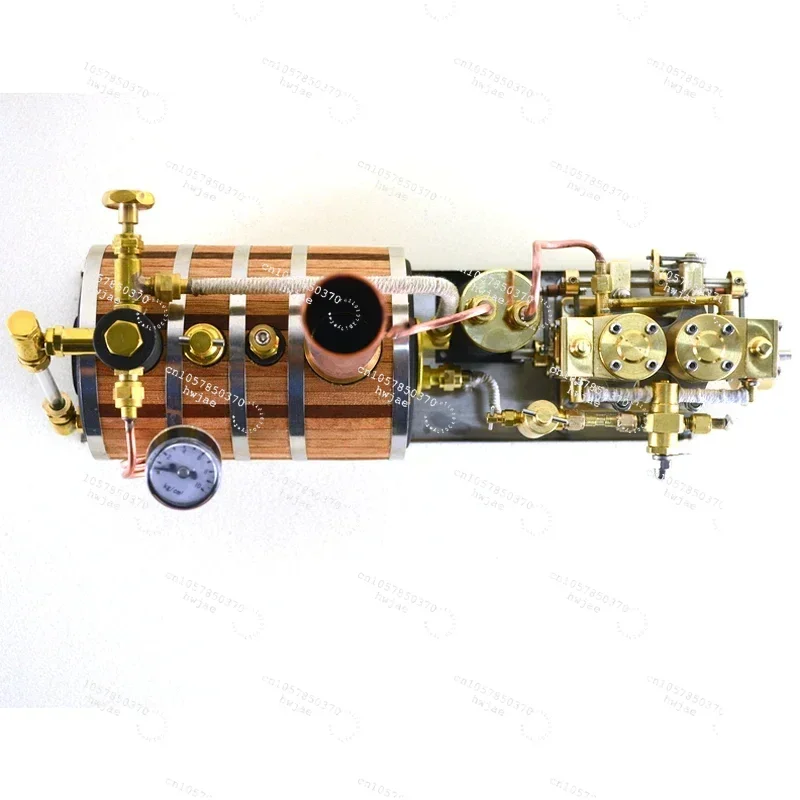 Inline two-cylinder reciprocating steam engine model power group, retro model,and single vertical boiler Horizontal boiler