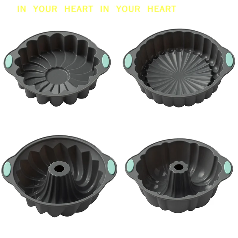 【X】Round Silicone Cake Mold 3D Spiral Pattern Bundle Pan Nonstick Birthday Cake Pan Brownie Dessert Cake Decor DIY Baking Tool
