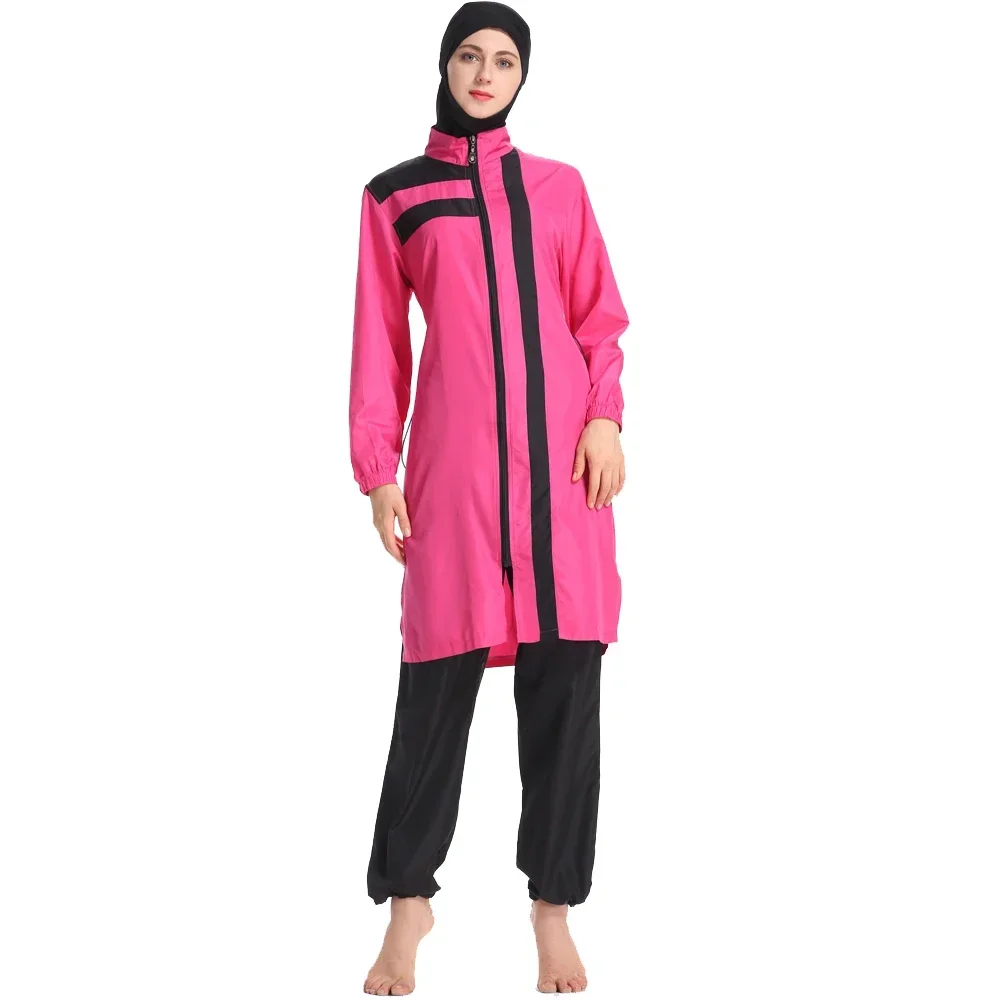 2024 New Muslim Modest Swimwear Women Hijab Long Sleeves Large Size Swimsuit 3pcs Islamic Burkini Beach Wear Bathing Suit M-4XL