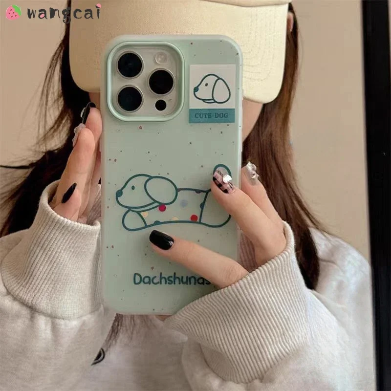 

For Huawei Pura 70 60 50 50E Pro Plus Mate 60 50 40 30 Pro 5G 4G Phone Case Cartoon Dachshund Soft Cute Simple Candy Color Cover