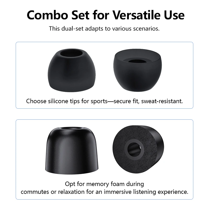 KBEAR FT01 Silicone + Memory Foam Ear Tips 6 pairs S/M/L Pain-free for Extended Wear Eartips For KZ KBEAR KB16 KB02 Headset