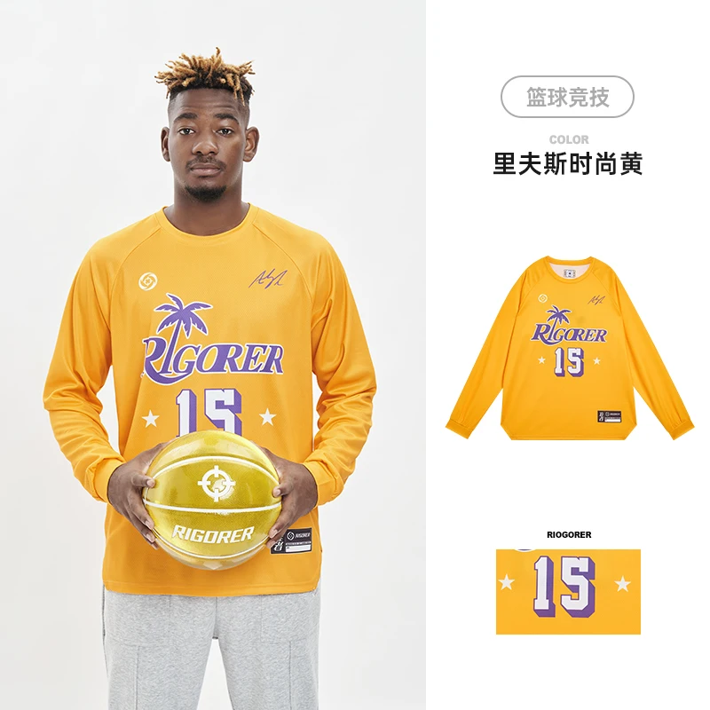 

RIGORER Men's Austin Reaves Signature Shirt - Round Neck Long Sleeve Sports Top for Basketball Training