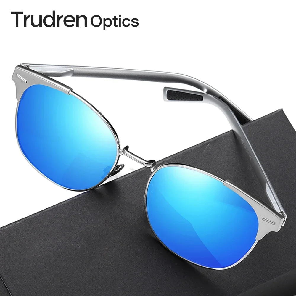 Trudren Unisex Trendy Retro Metal Sunglasses for Men Women Horn Rimmed Fashion Sun Glasses UV Protection Polarised Sunglass 1528