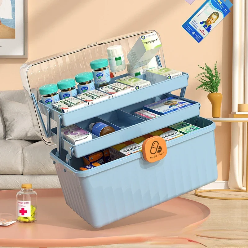 

Plastic Storage Box Medical Box Organizer Multi-Functional Portable Medicine Cabinet Family Emergency Kit Box Dropship