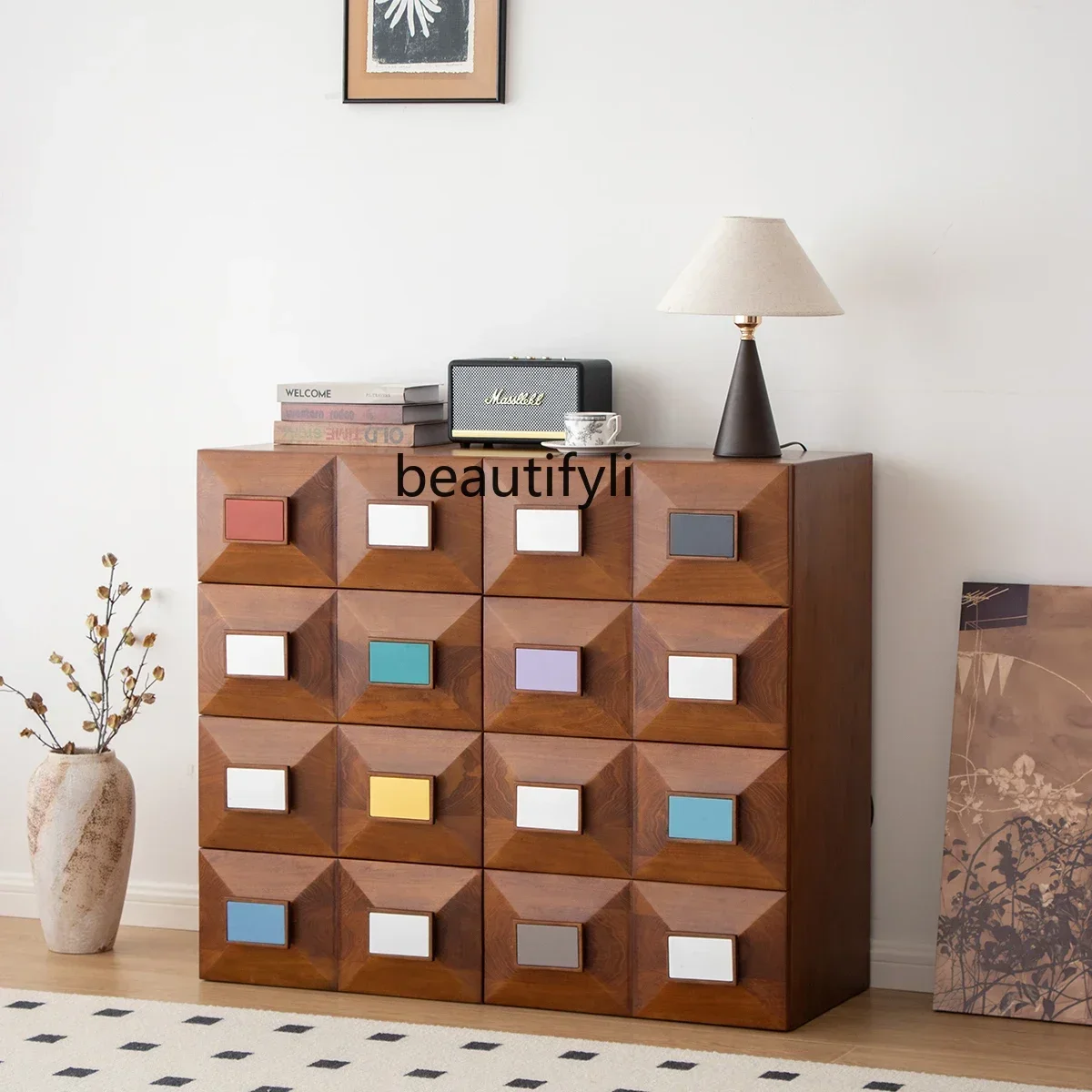 Q181  Retro chest cabinet color module combination living room sofa side cabinet card door cabinet