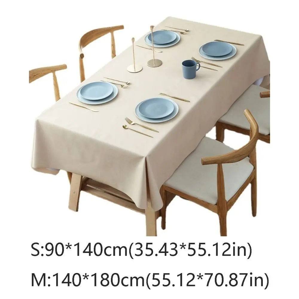 Solid Color PVC Tablecloth Oil Resistant Decoration Kitchen Dinning Tablecloth Heat Resistant Simple Square Table Cover
