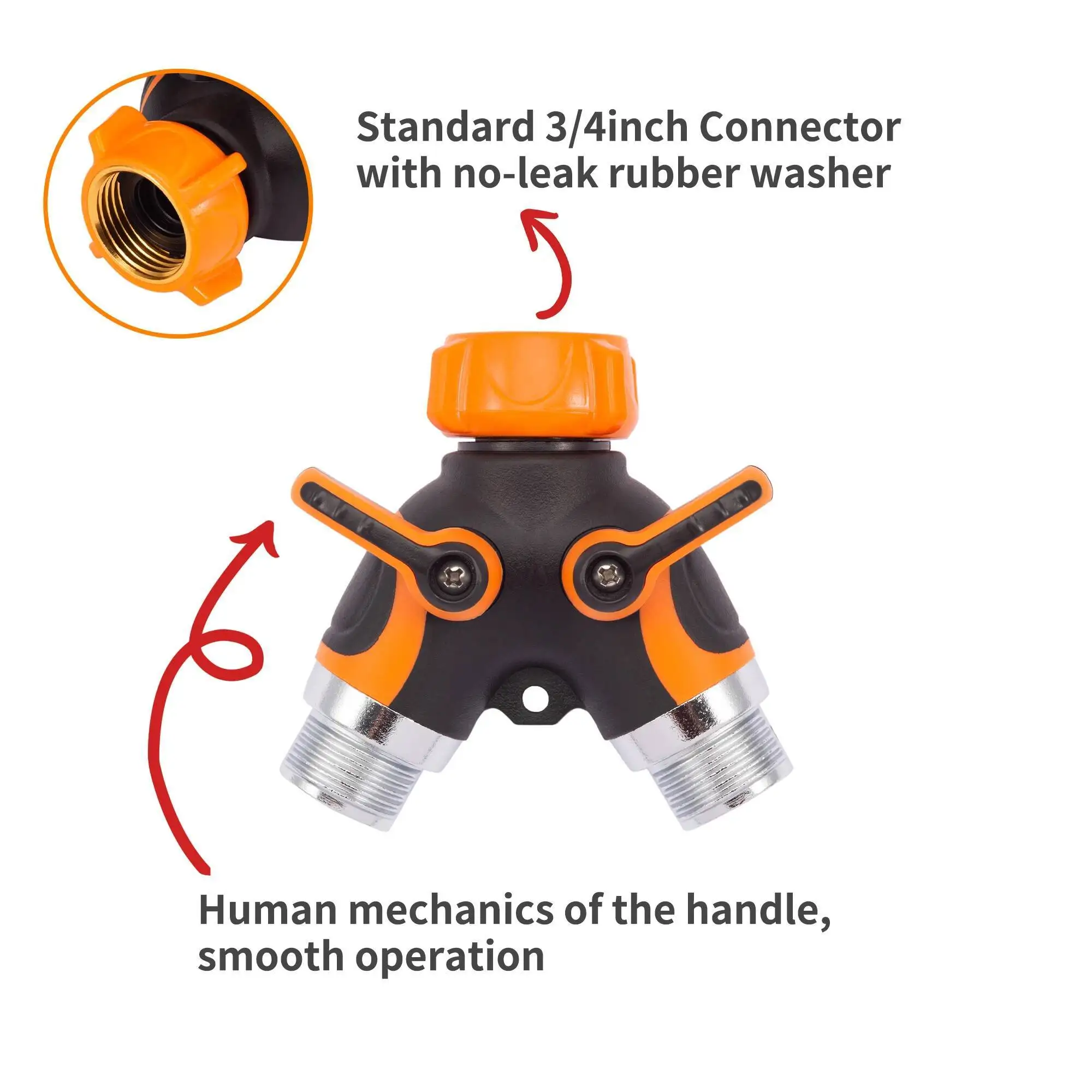 Giraffe Tools Splitter per tubo da giardino a 2 vie per carichi pesanti, connettore GHT Y da 3/4" per rubinetto esterno, raccordo in ottone