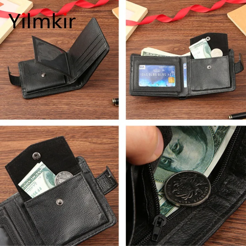PU Leather Men's Short Wallet Multi Functional Zipper Buckle Men's Purse Business Short Multi Card Slot Moneybag image 5
