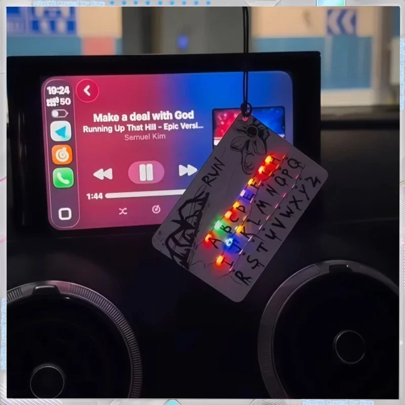 Stranger Things Season 5 Merch Light Pendant - 26 Letters3 Music4 Lights,Rechargeable - Car Pendant Festival Gift with Light Bag
