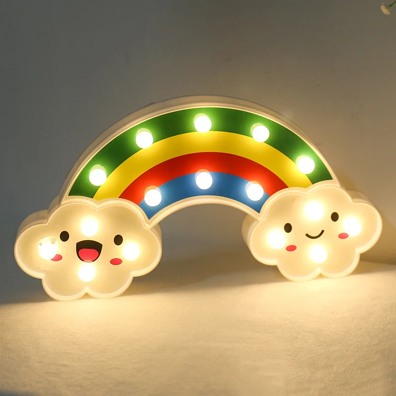 Cute Rainbow Lamp LED Night Light Battery Power Kids Bedroom Lighting Home Party Decor Night Lamp Children Kids Baby Xmas Gift