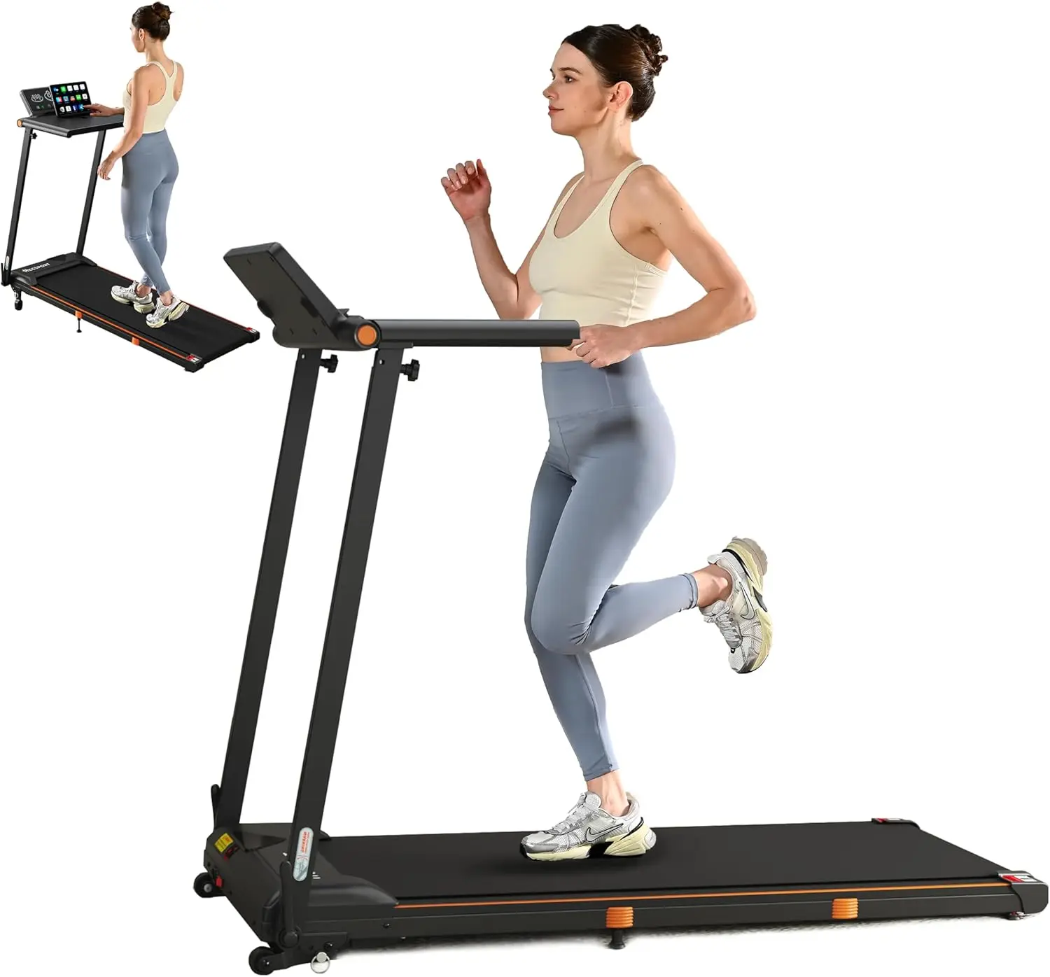 Treadmill with Incline, 3 in 1 Under Desk Treadmill Walking Pad with Removable Desk Workstation