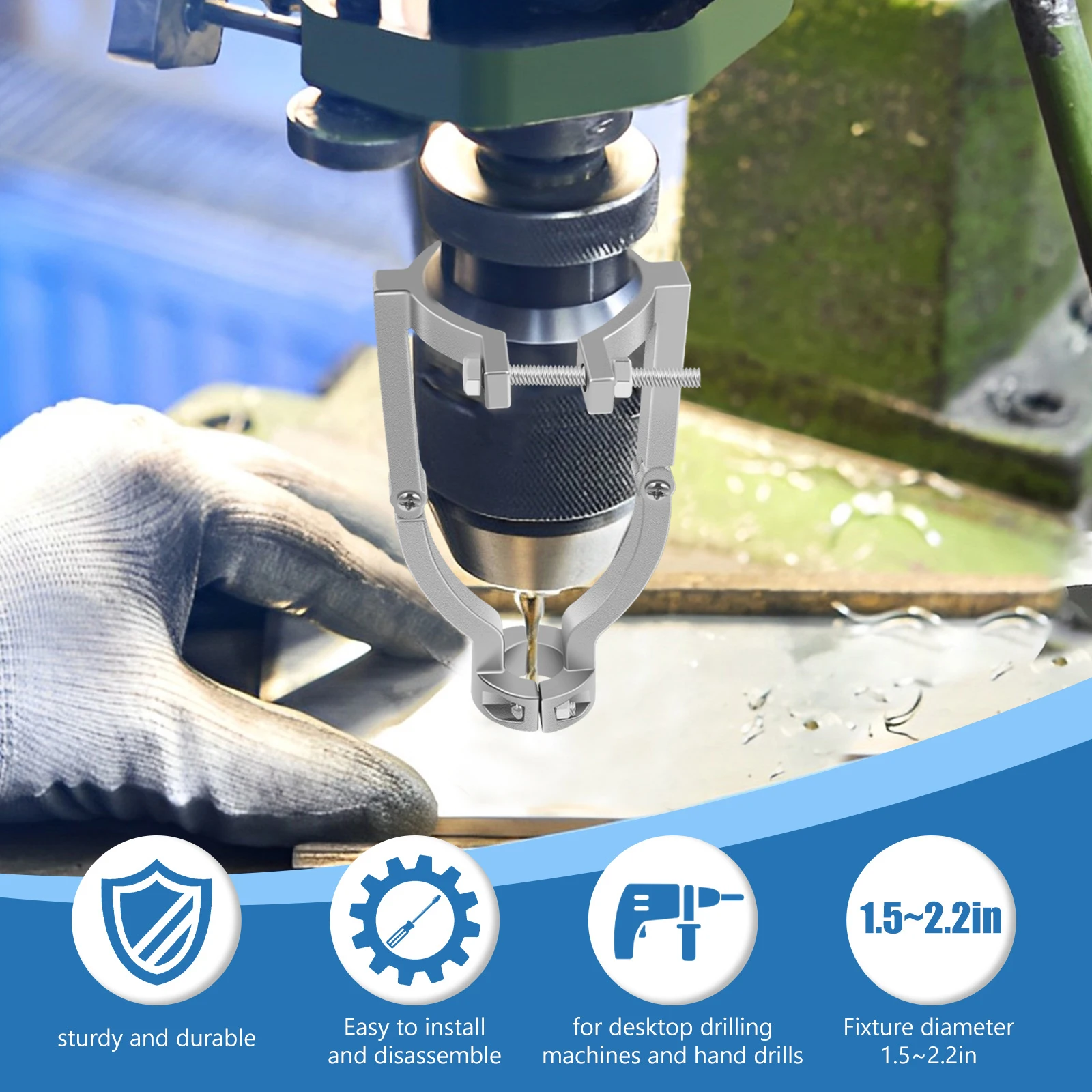 Square Hole Drill Bit Adapter Fixing Bracket Woodworking Mortising Chisel Drill Press Mortise Bit Accessory for Bench Drill