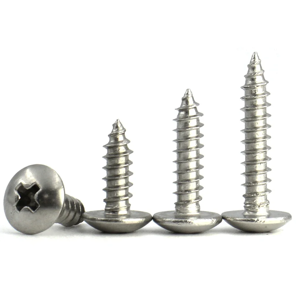 10/ 20/ 50pcs M3 M3.5 M4 M5 M6 CM Phillips Pan Head Wood Screw Cross Recessed Truss Head Self-tapping Screw 304 Stainless Steel