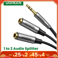 UGREEN Headphone Splitter 3.5mm 2 Way Aux Male to Female Earphone Audio Adapter Double Stereo Y Splitter Cable For TV Phone PS4