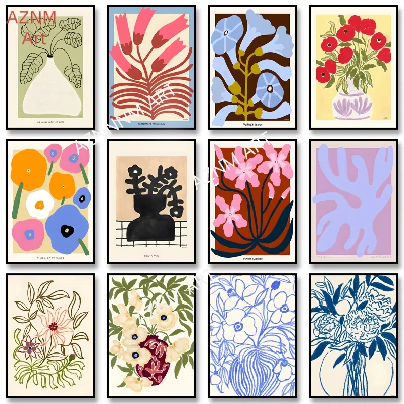Leinwandgemälde, modernes Poster, einfacher Stil, Blumendruck, abstrakte Wandkunst, Bild für Wohnzimmer, Heimdekoration, Wanddekoration