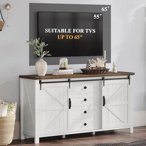 3-Piece White Bedroom Set with 4-Drawer Dresser & 2 Nightstands | Distressed White, Farmhouse Furniture Set, Sliding - view 4