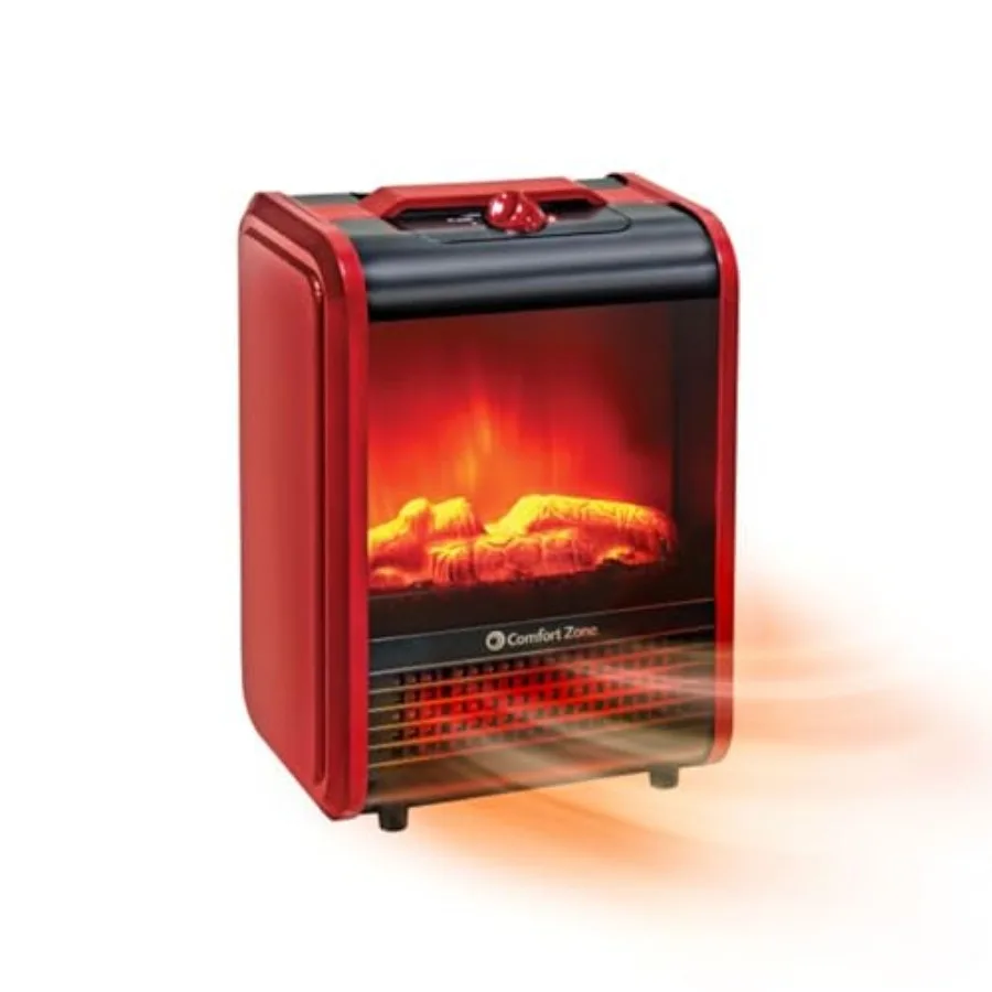 

Electric Mini Fireplace Space Heater with Realistic 3D Flame, Stay-Cool Body, Carry Handle, Overheat Sensor, and Safety Tip-Ove
