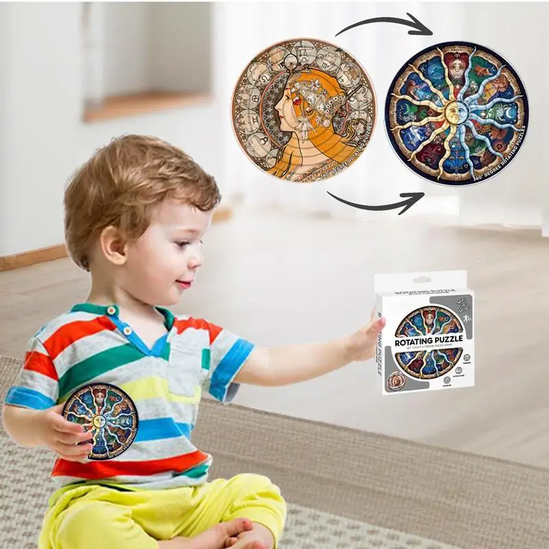 Rotatable Puzzle STEM Puzzle Toys Cartoon Pattern Jigsaw Puzzle Educational Puzzle Game For Boys Girls Funny Puzzle