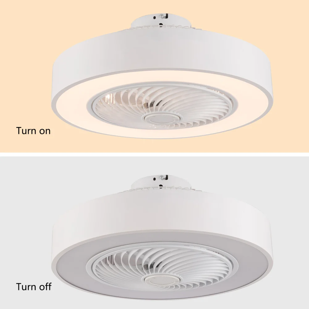 Bymaocar-lámpara de techo con 3 velocidades para dormitorio, luz LED con 3 aspas de piezas, Control remoto, 36W, carcasa de Metal