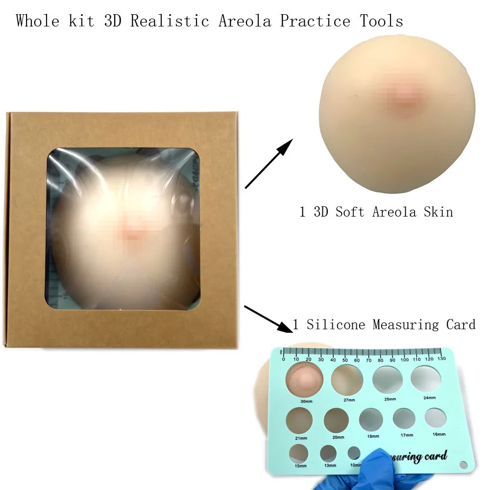 

Newest 3D Areola Tattoo Practice Silicone Measuring Tools Kit for Permanent Makeup Areola and Nipple Micropigmentation Training