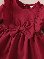 Baby Girl Autumn Dress Ruffled Edges and Bow, Long-Sleeved Dress+Headband for 0-18 Months Cute Baby Girl Holiday Party Costume 5