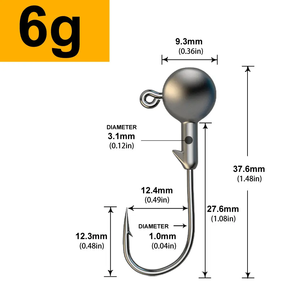 MrLurion 30pcs 1g 2g 3g 5g 10g 14g 18g 22g 25g 28g Vissen jigging hoofd haak, ronde kop rigs vishaak voor zachte worm crank lokt